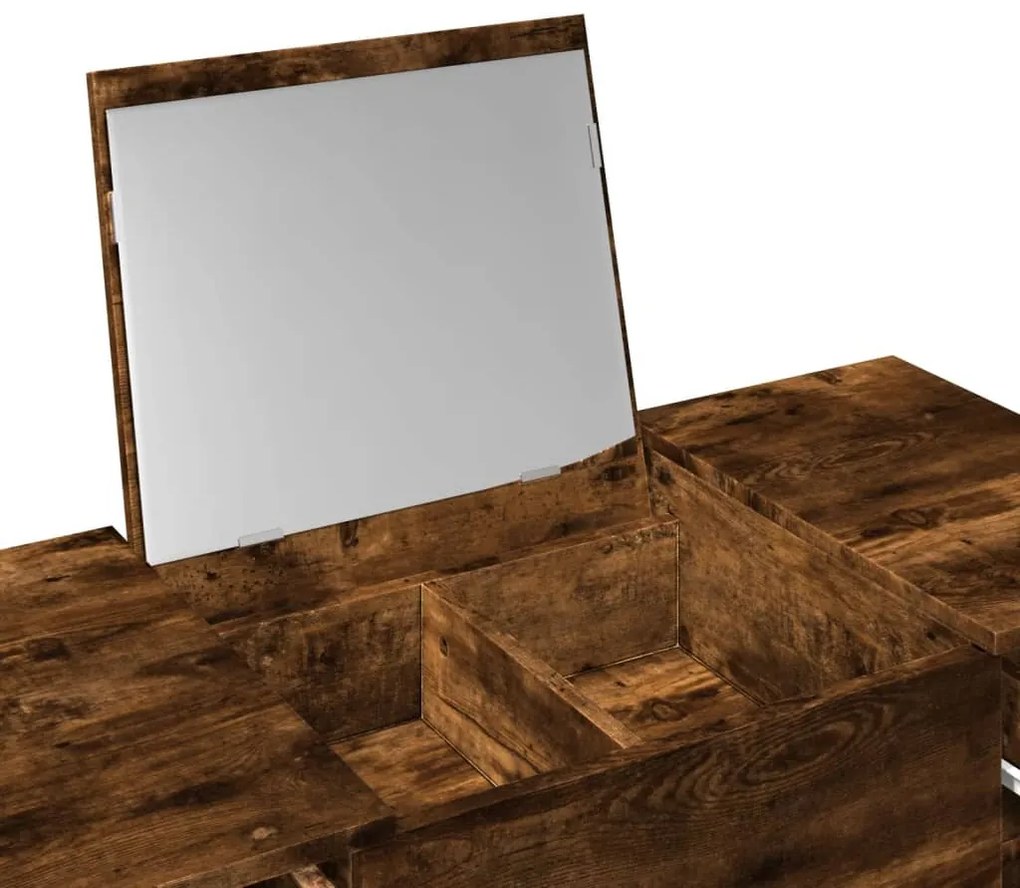 füstös tölgy színű fésülködőasztal tükörrel 100x45x76 cm
