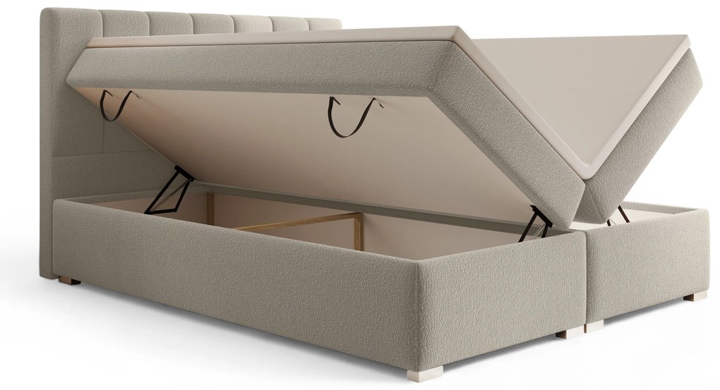 Mareli kontinentális ágy 160x200 tárolóval - bézs bouclé Quelle 05