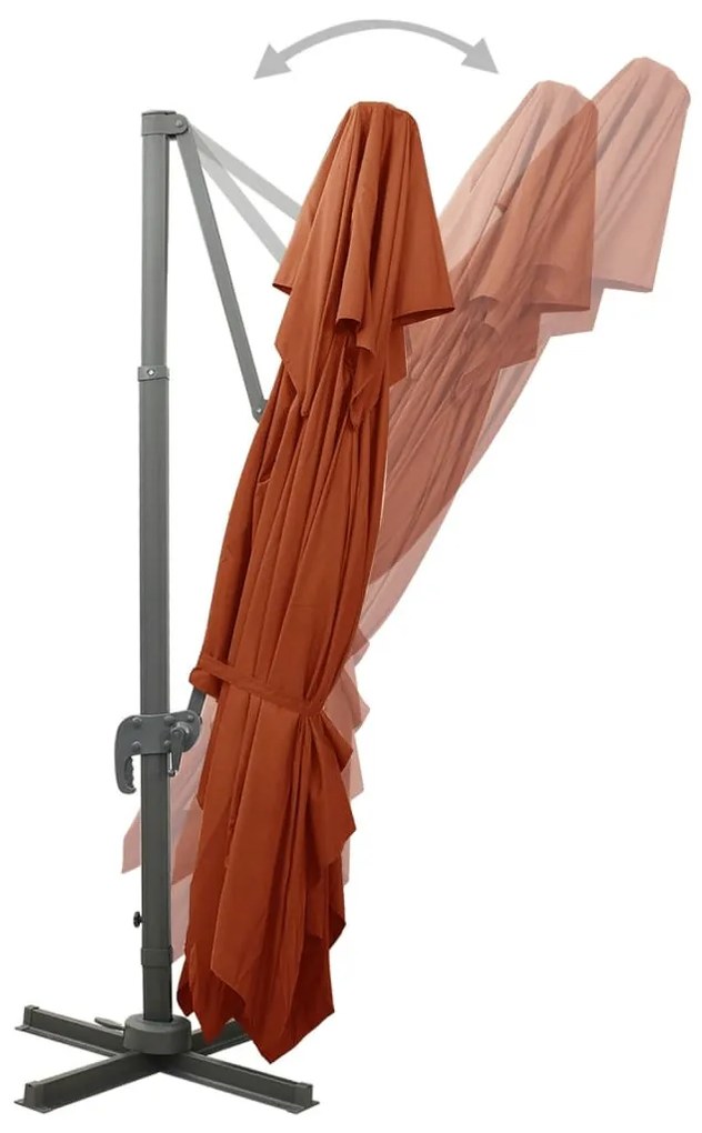 terrakotta színű dupla tetejű konzolos napernyő 400 x 300 cm