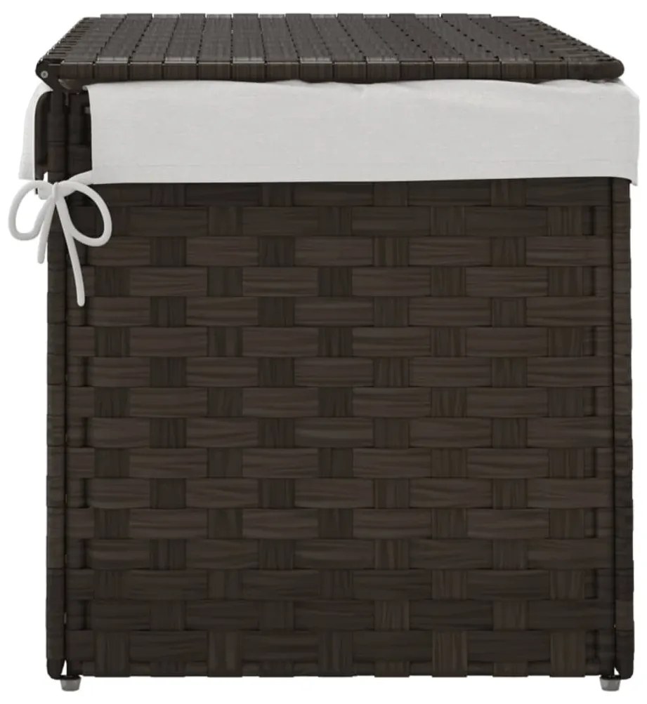 sötétbarna polyrattan szennyeskosár fedéllel 55,5 x 35 x 34 cm