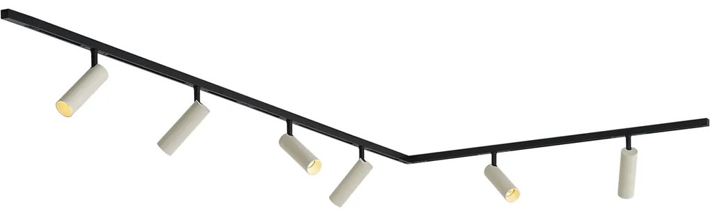 Modern sínrendszer 6 spotlámpával bézs színben, 1 fázisú - Slimline Uzzy