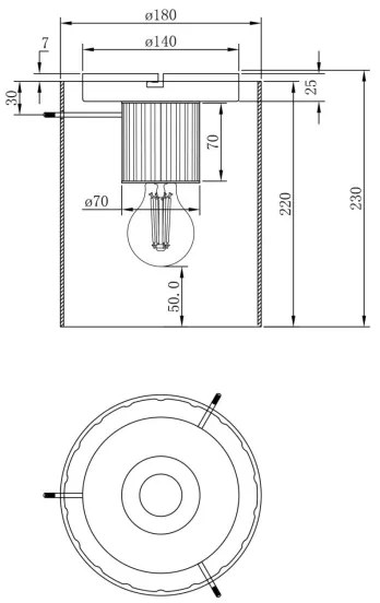 Globo 15904DA - Mennyezeti lámpa TULIVAR 1xE27/40W/230V átm. 18 cm barna