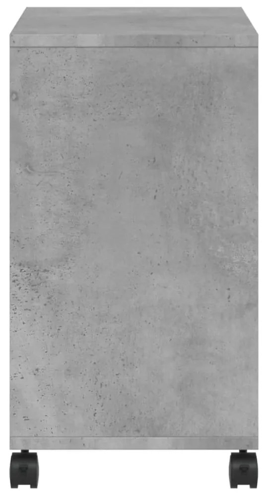 betonszürke szerelt fa kisasztal kerekekkel 50 x 30 x 55 cm