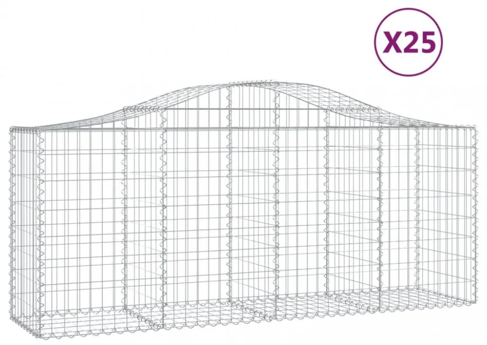 25 db íves horganyzott vas gabion kosár 200x50x80/100 cm