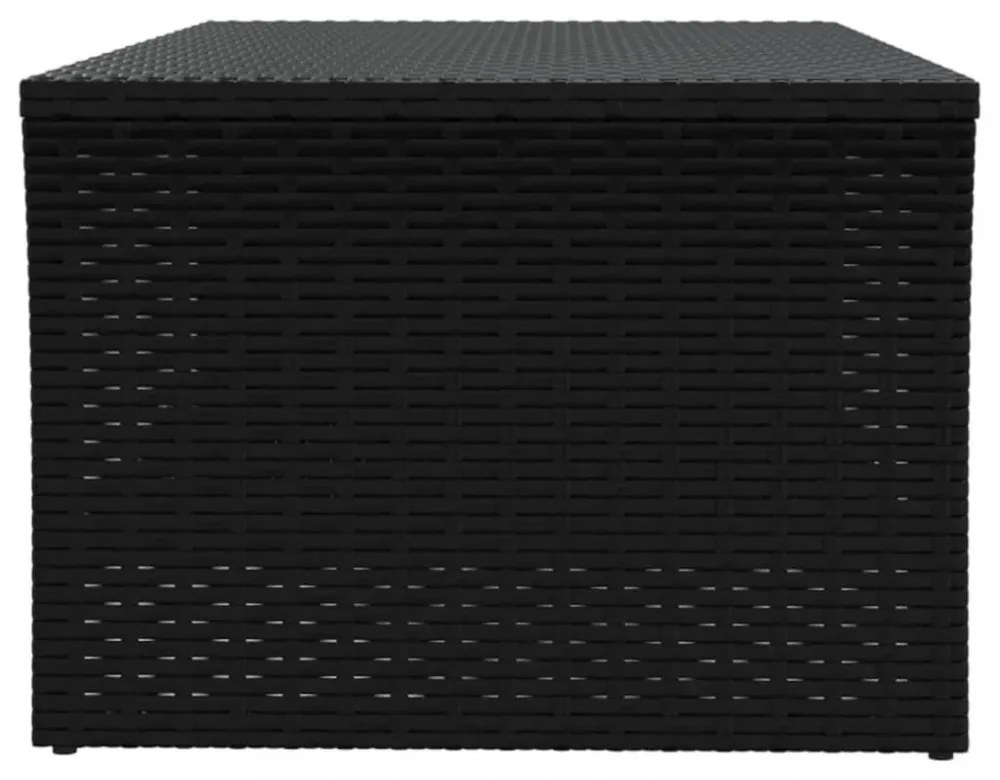 fekete polyrattan dohányzóasztal 100 x 50 x 40 cm