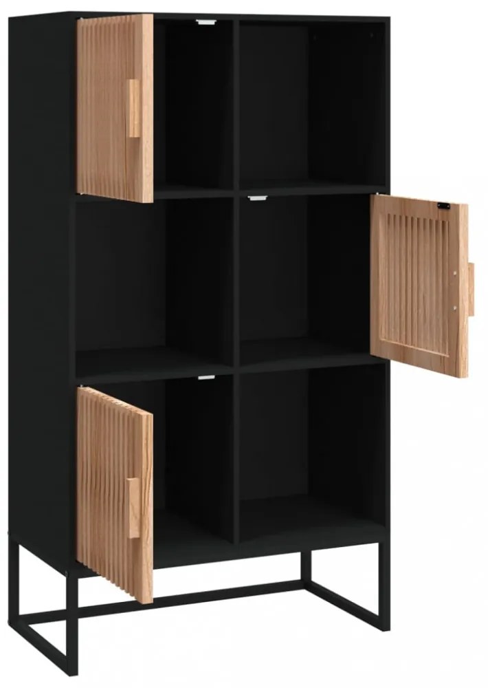 fekete szerelt fa magasszekrény 70 x 35 x 125 cm