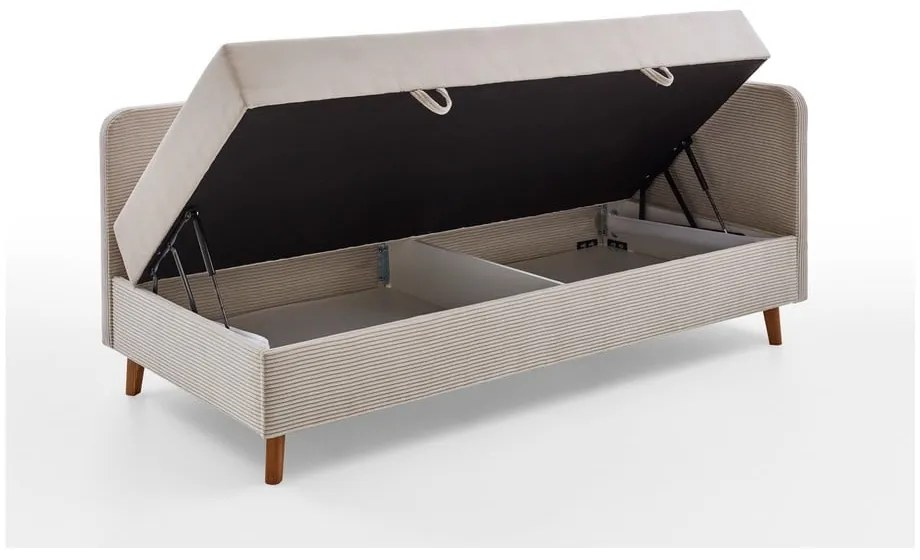 Bézs kárpitozott egyszemélyes ágy tárolóhellyel 90x200 cm Cabana – Meise Möbel