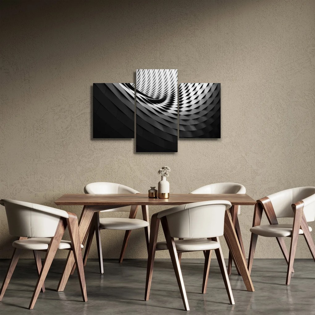 Absztrakt kép - fekete-fehér spirál (90x60 cm)