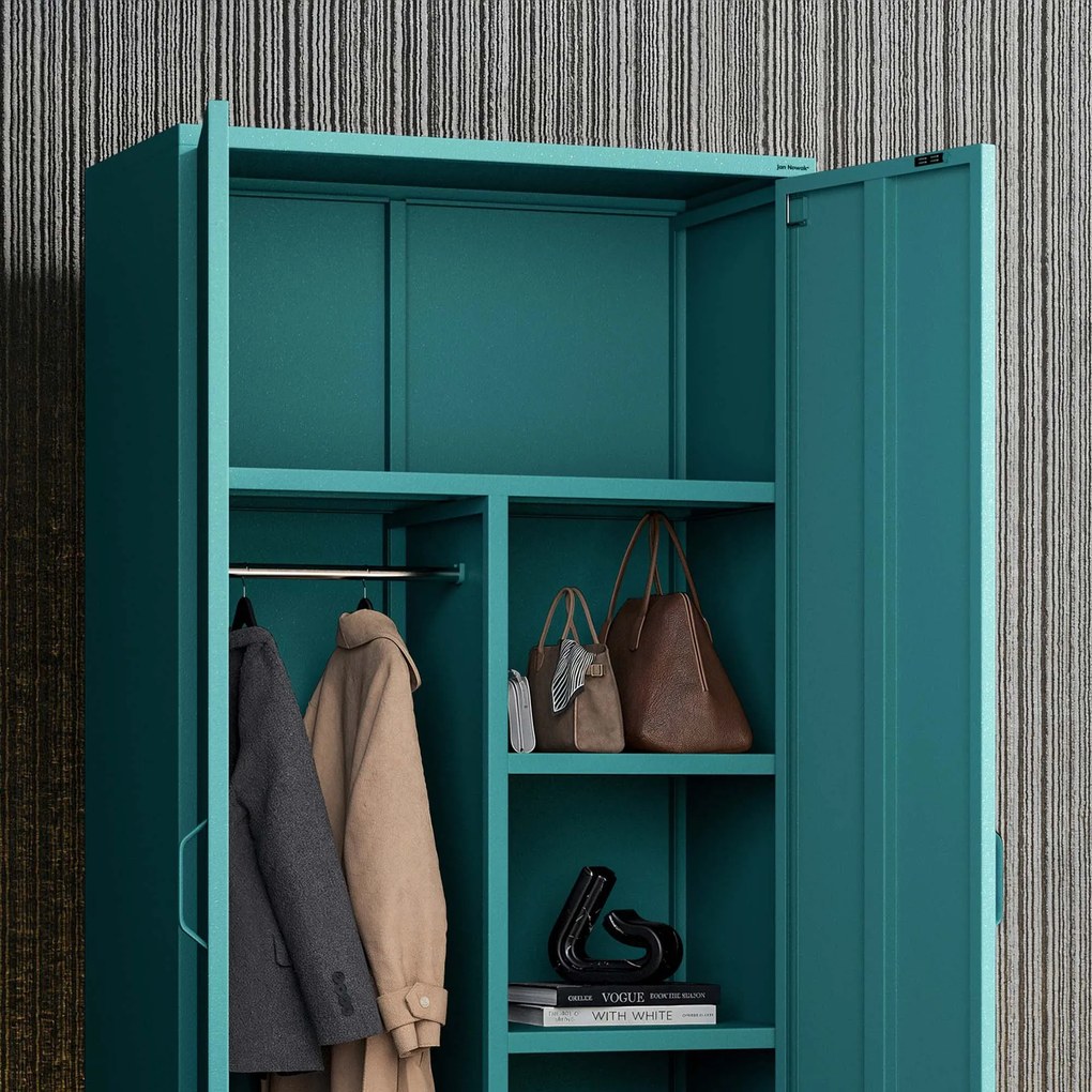 Gardróbszekrény FLAVIO, 800 x 1850 x 450 mm, Modern: tengerszínű