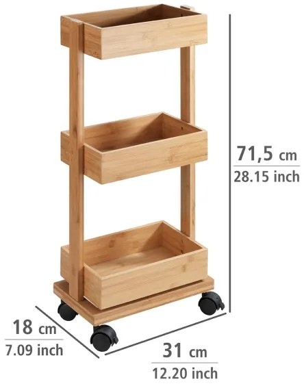 WENKO 24390100 - TORTONA polcos állvány 18x71,5 cm barna/fekete