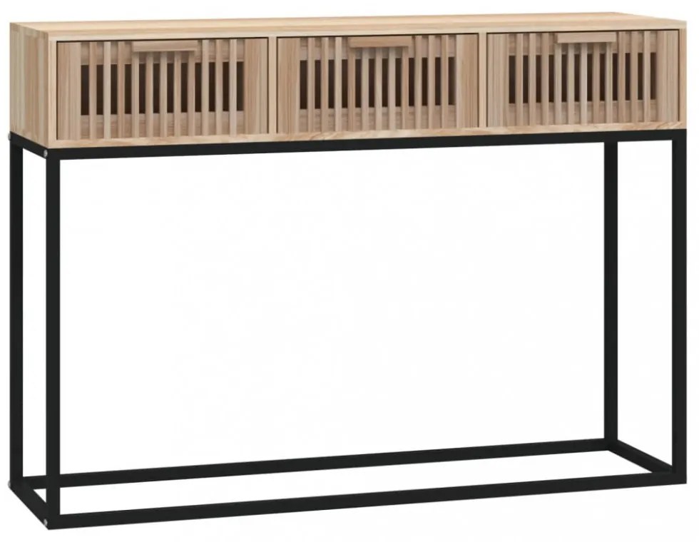 szerelt fa és vas tálalóasztal 105x30x75 cm