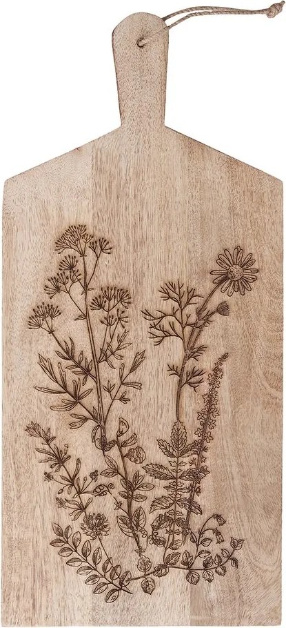 FINE CUT mangófa vágódeszka, virág motívummal 35 x 22cm
