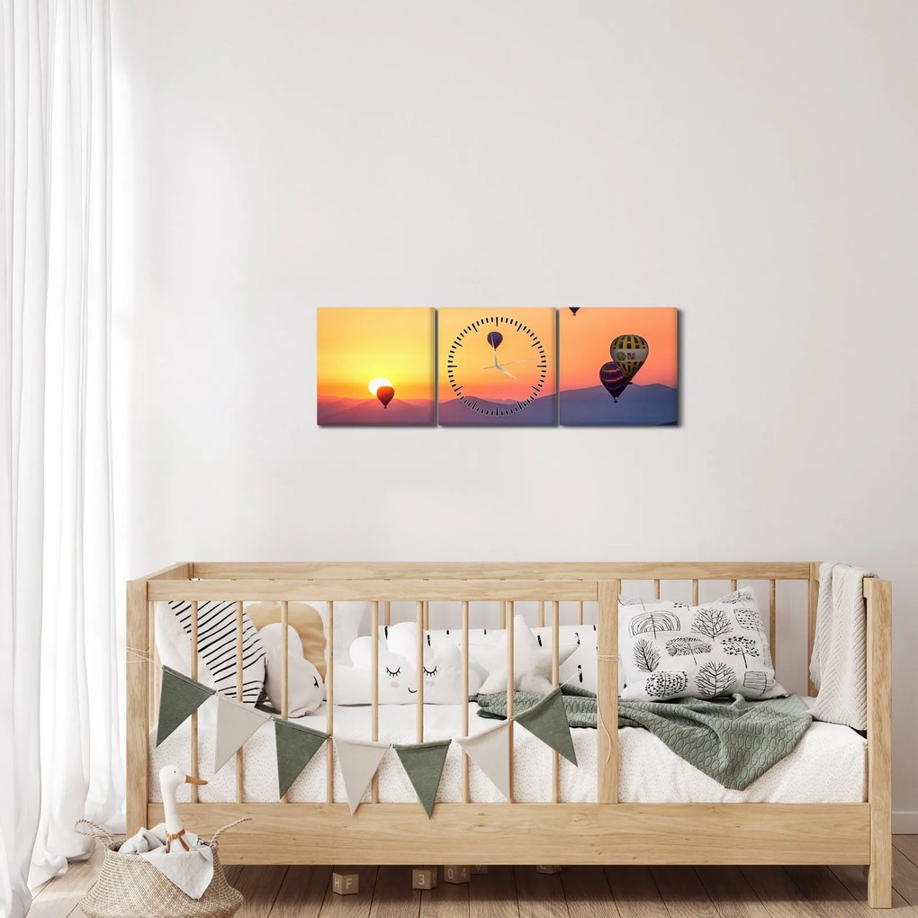 Hőlégballon képe (órával) (90x30 cm)