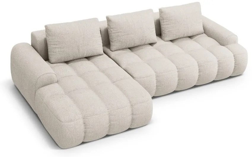 Bézs kinyitható-tárolóhelyes sarokkanapé (bal oldali-heverő résszel) Linz – Cosmopolitan Design