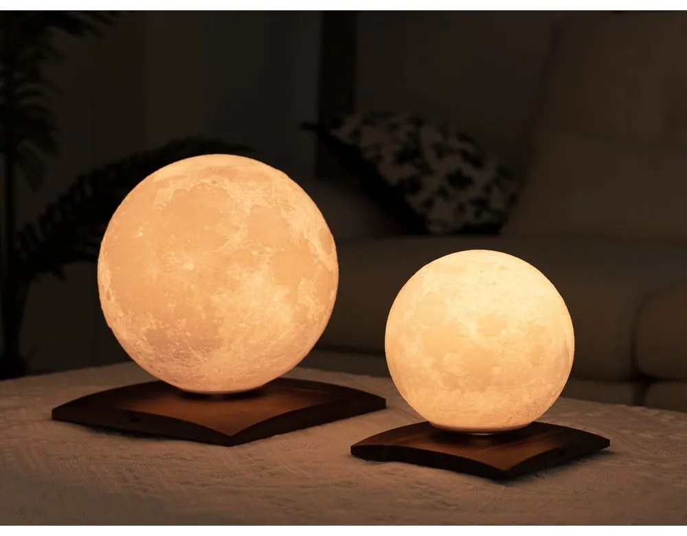 Sötétbarna diófa LED asztali lámpa (magasság 13 cm) Smart LunaSpin – Gingko