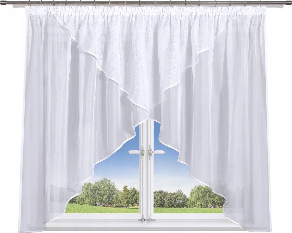 Kész függöny 400x140, 2 spicc,fátyol,keret