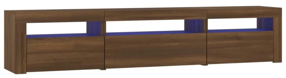 barna tölgy színű TV-szekrény LED-lámpákkal 195x35x40 cm