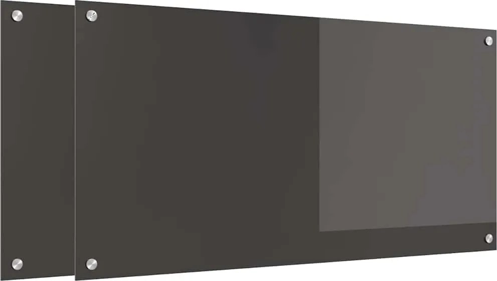 vidaXL Konyhai splashback 2 pcs Sötétszürke 100 x 50 cm edzett üveg