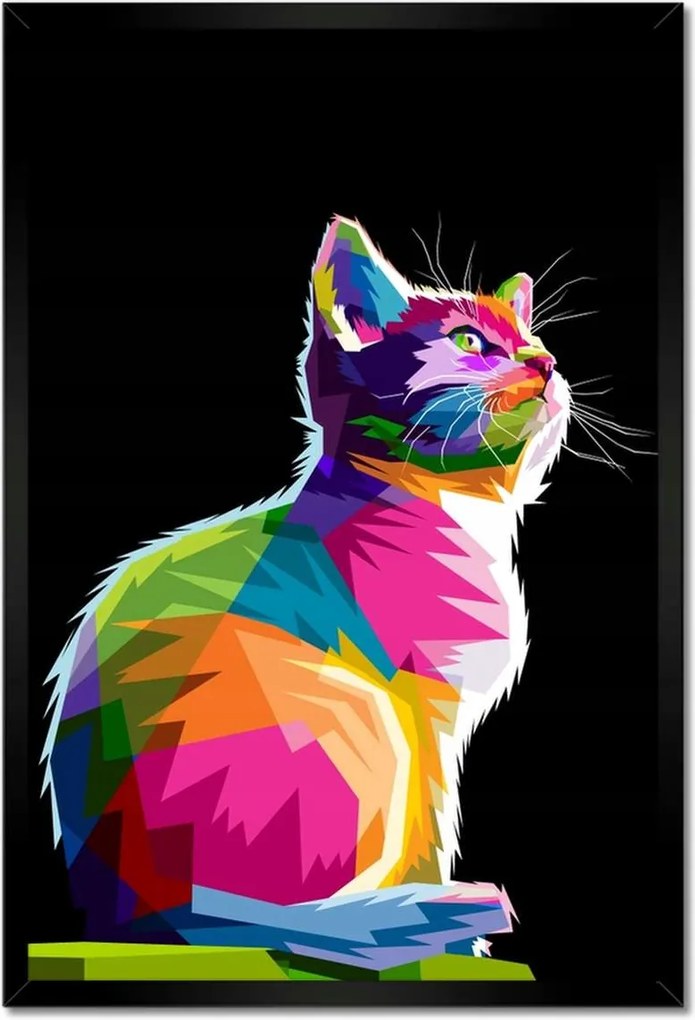 Poszterek keretben 40x60 Absztrakt macska