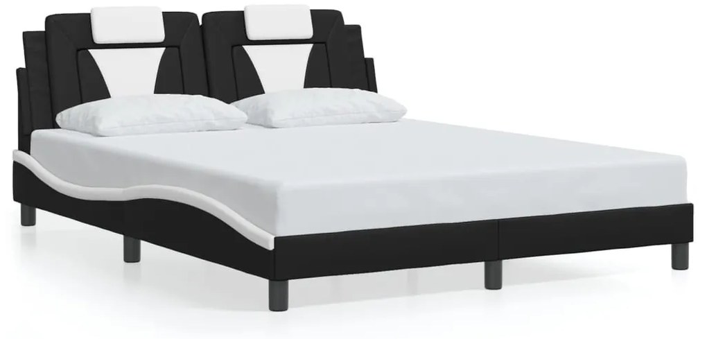 fekete és fehér műbőr ágykeret Viana matrac nélkül 160 x 200 cm