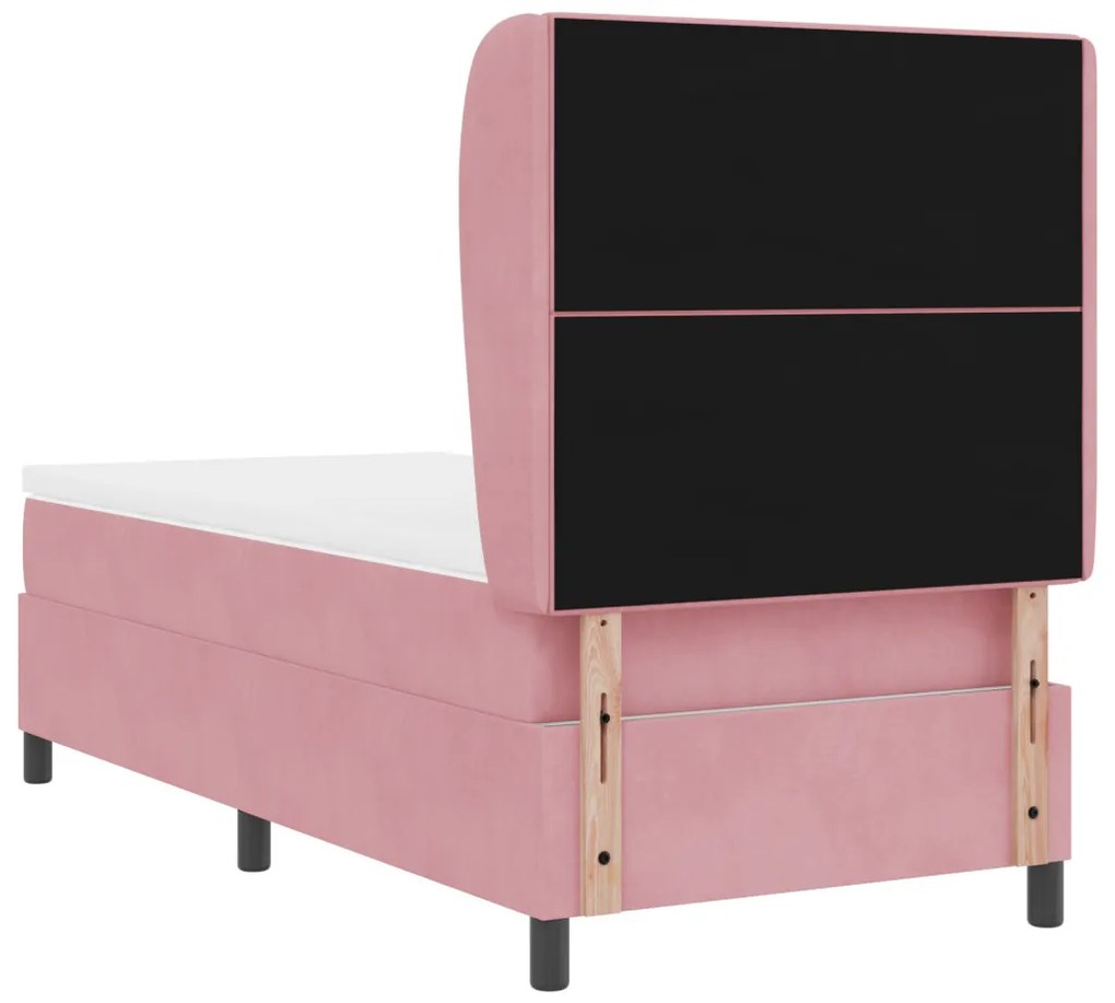 Boxspring Ágy Mattal Rózsaszín 90x190 cm Bársony