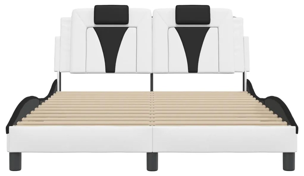 fehér és fekete műbőr ágykeret Viana matrac nélkül 140 x 200 cm
