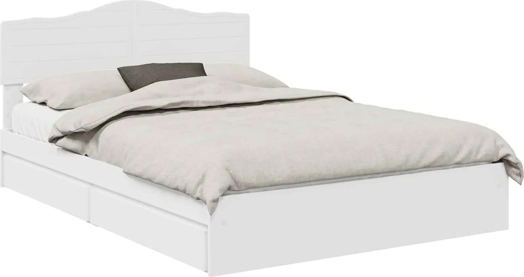vidaXL Tárolós Ágy fejtámlával fiókkal Fehér 160 x 200 cm Faanyag