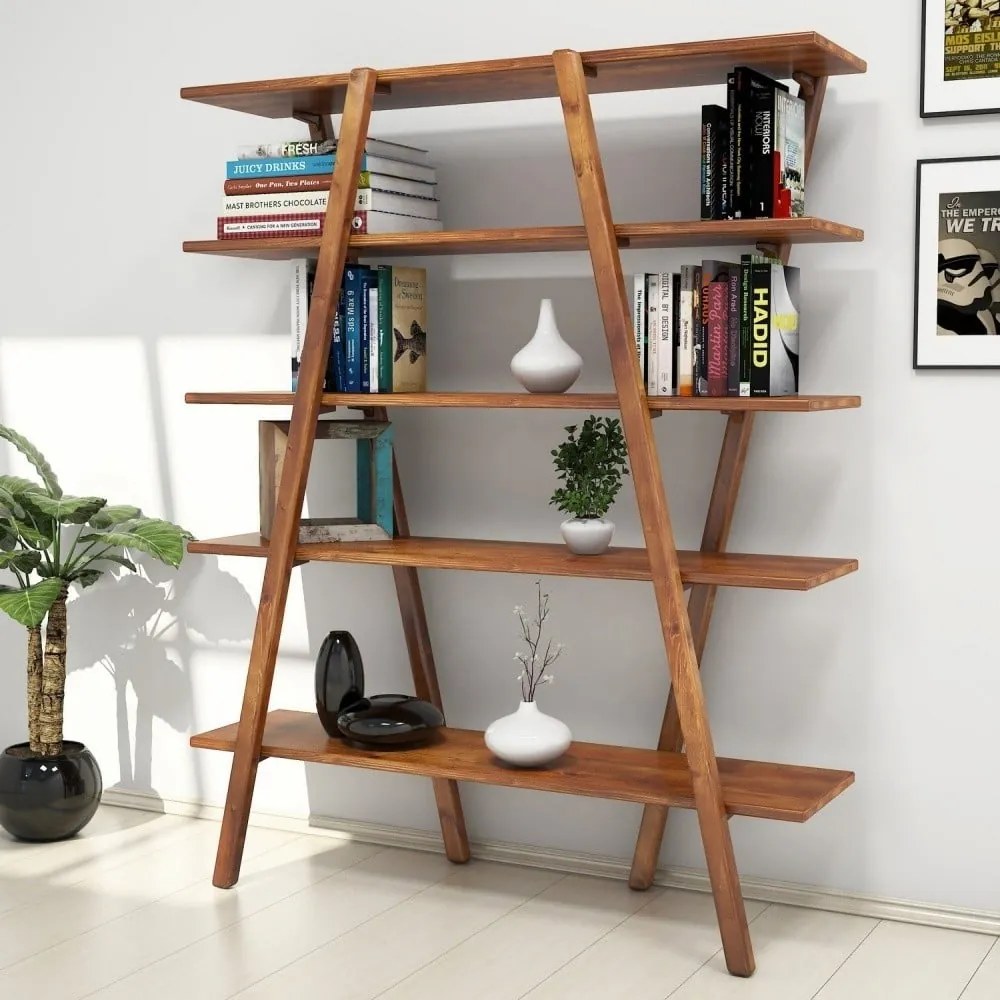 Perla Walnut könyvespolc borovi fenyőből, 148 x 120 cm