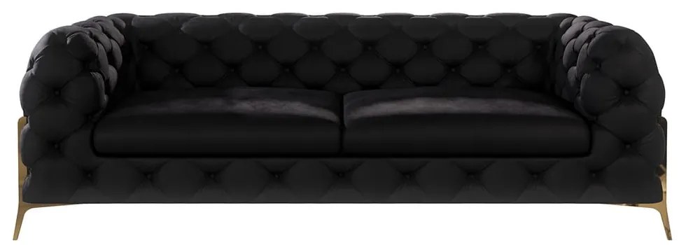 Fekete bársony kanapé 225 cm Chelsea Bis – Ropez