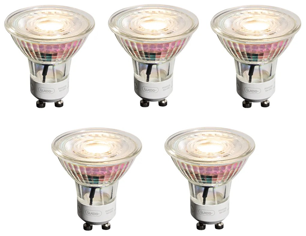 5 darabos GU10 50 mm-es szabályozható LED izzó átlátszó 4,9W 450 lm 2700K