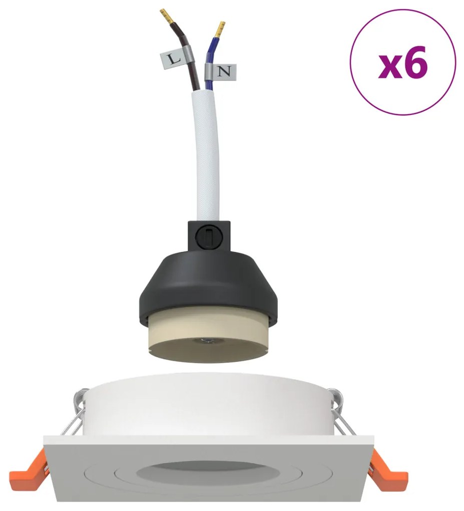 Beépített Spotlámpák 6 db Négyzet GU10 Fehér 91x91 mm