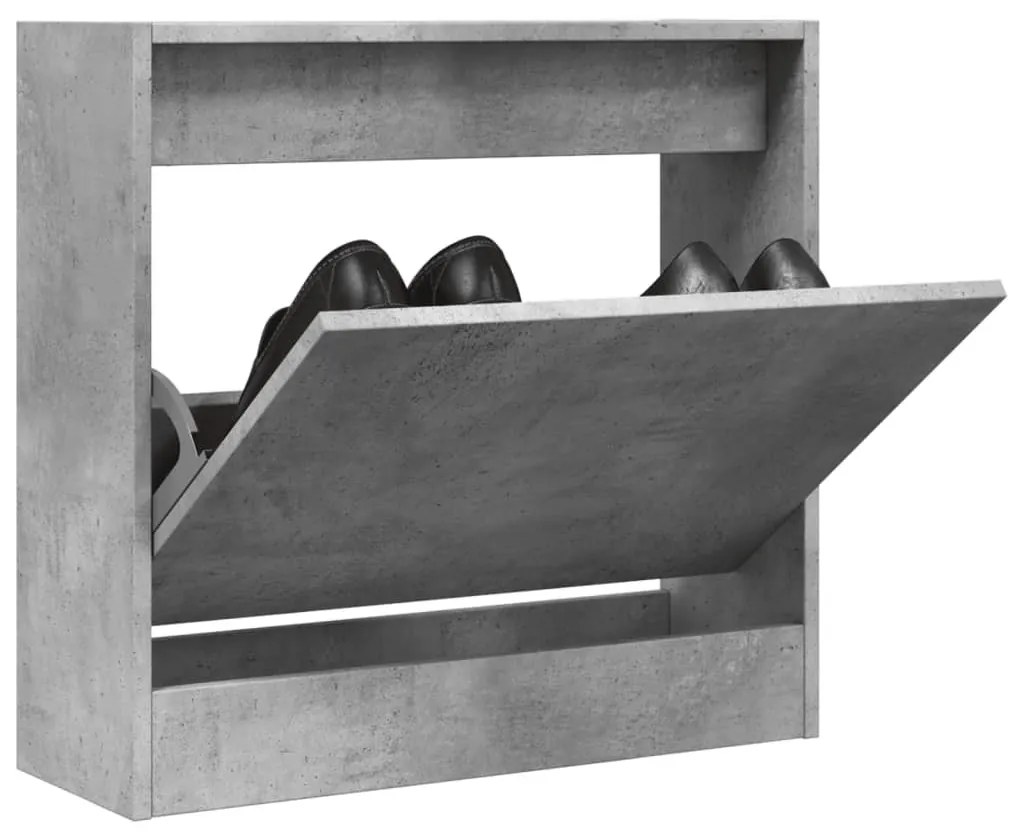betonszürke szerelt fa cipőszekrény 60 x 21 x 57 cm