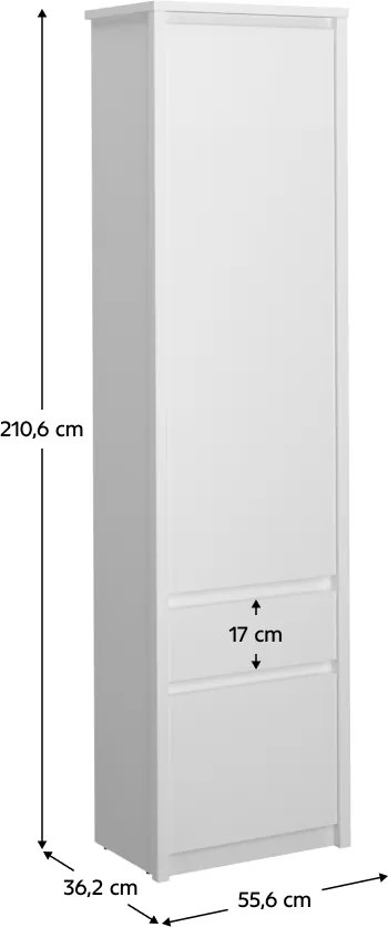 Polcos szekrény 2D1S, fehér, ERODIN