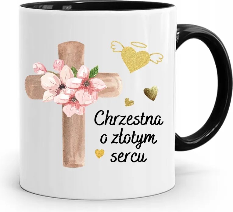 Keresztelői Bögre Fekete Ajándék fényképes nyomattal