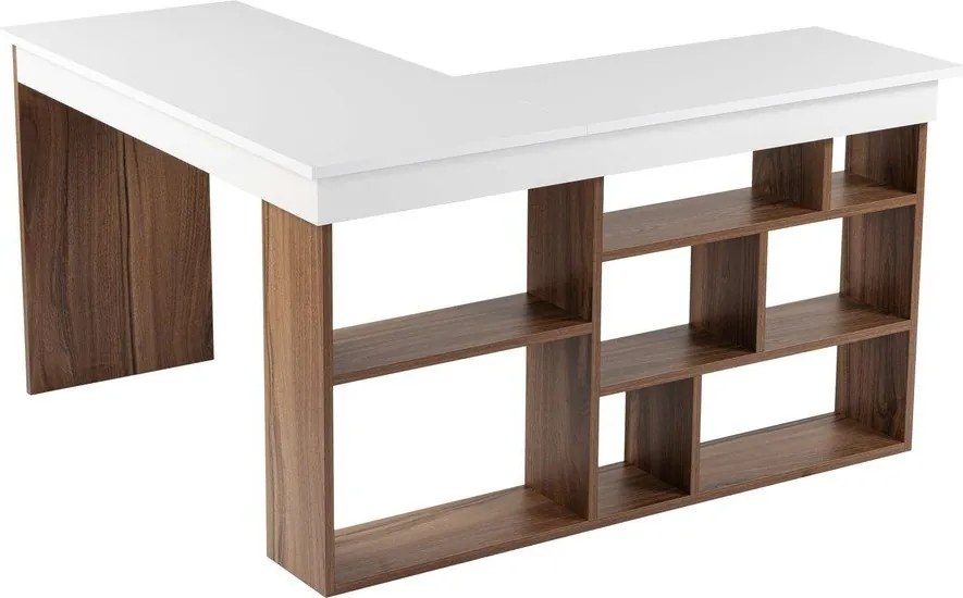 Íróasztal diófa dekorral 120x130 cm Vesper – Kalune Design