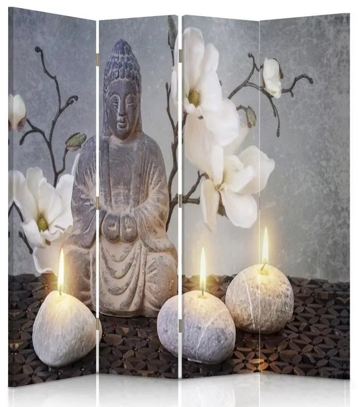Gario Paraván Buddha gyertyafényben Méret: 145 x 170 cm, Kivitelezés: Klasszikus paraván