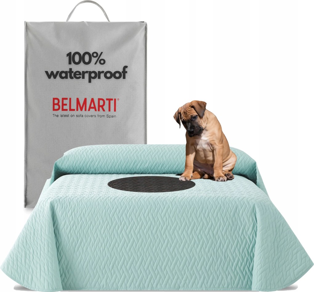 Ágytakaró vízálló teflon 230 x 270 cm menta steppelt ágytakaró