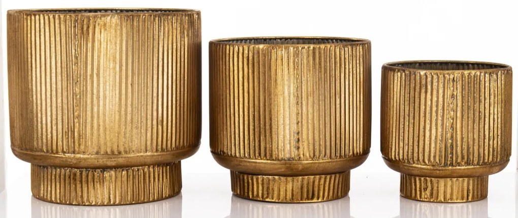 Kaspó szett 3 db-os arany fém 29x30x30 24x25.5x25.5 20.5x20x20cm