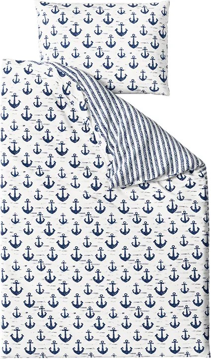 Pamut ágynemű NAVYSTA POLY kék-fehér Ágyneműhuzat mérete: 70 x 90 cm | 140 x 200 cm