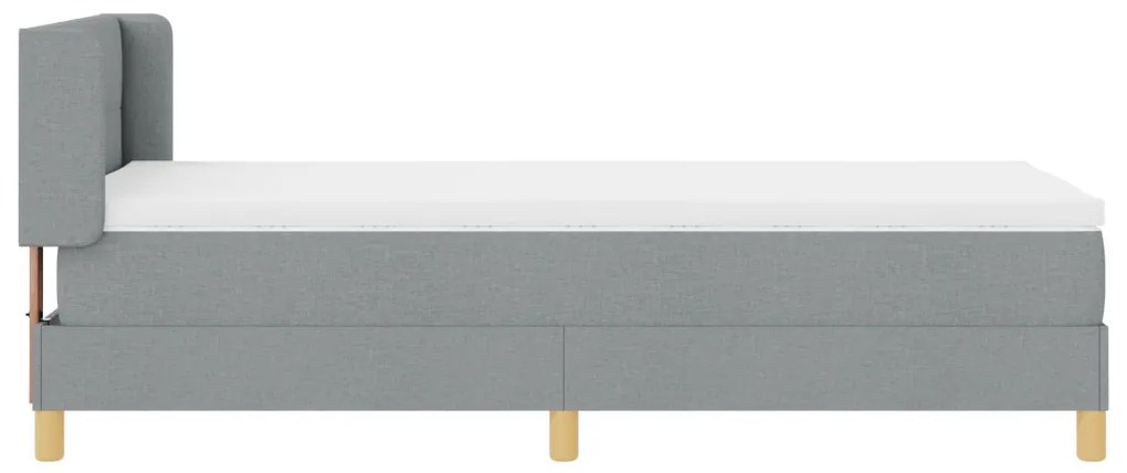 Boxspring Ágy Matraccal, Világosszürke, 90 x 200 cm