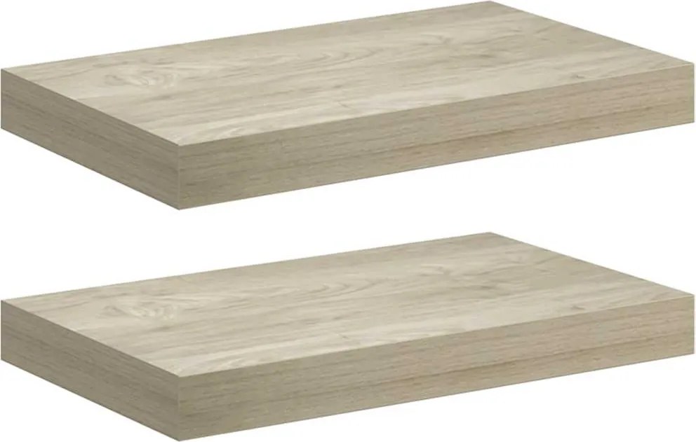 vidaXL 2 db tölgyszínű MDF lebegő fali polc 40 x 23 x 3,8 cm
