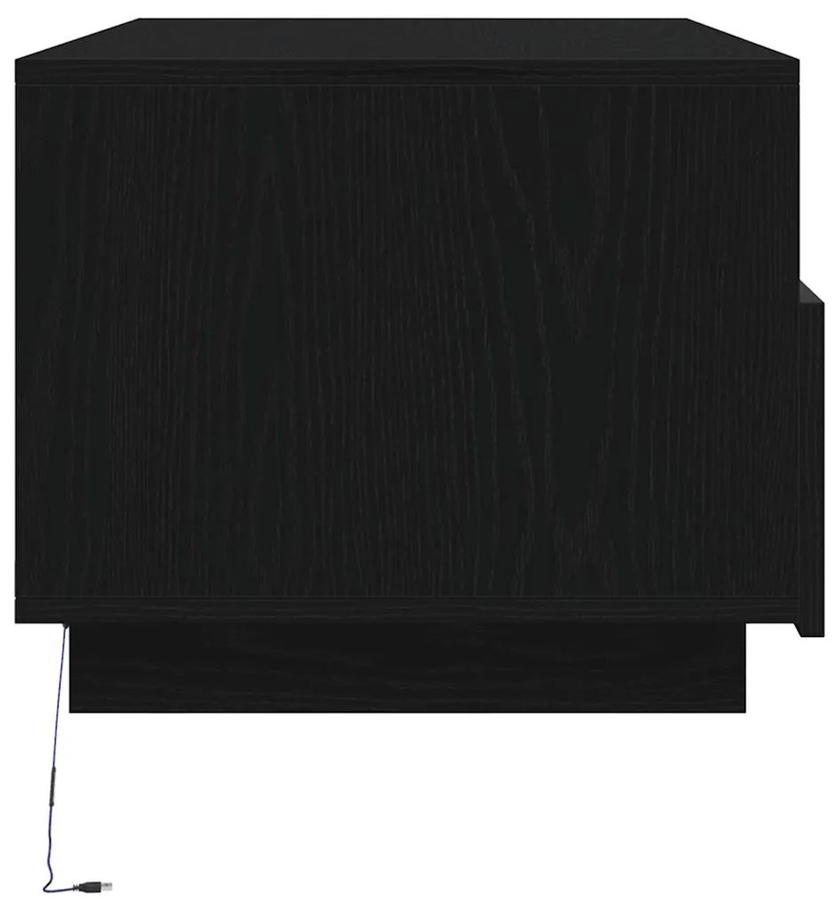 fekete tölgyszínű dohányzóasztal LED-lámpákkal 90x49x40 cm