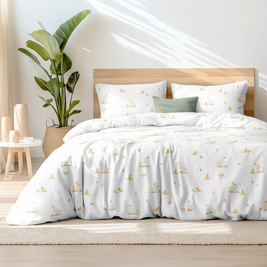 Goldea húsvéti pamut ágyneműhuzat - kacsák 200 x 200 és 2db 70 x 90 cm