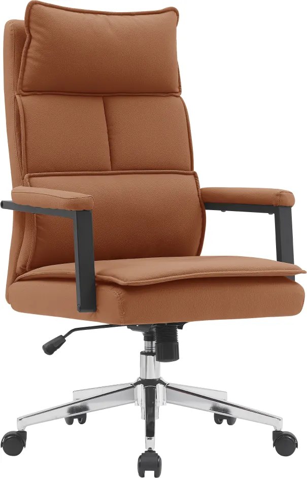 Irodai szék, barna camel ekobőr/króm, KAHIL