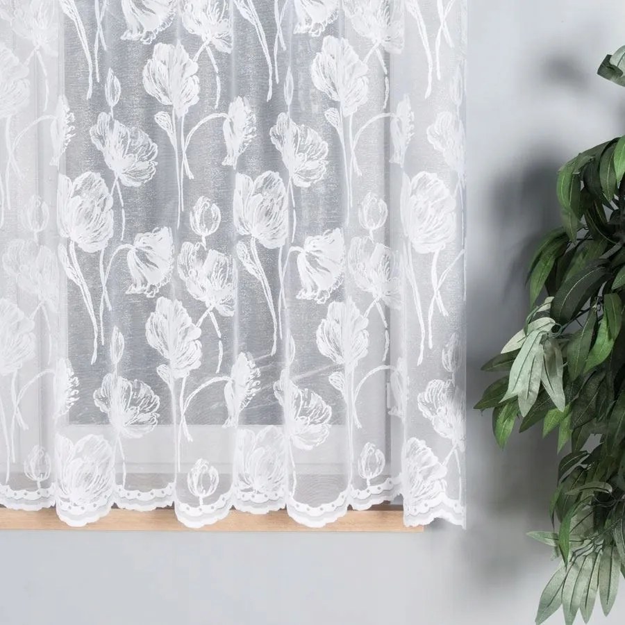 Jacquard függöny méteráru 250cm virágok nagy hosszú Tulipán mintás 0,5m