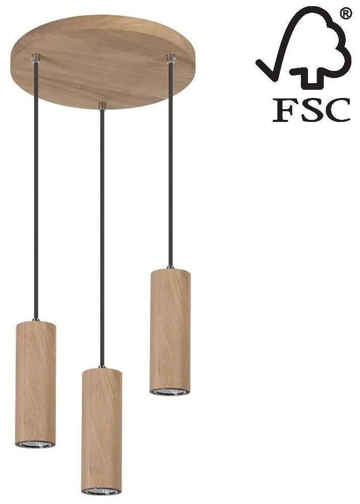 Spot-Light 1551374R - LED Csillár zsinóron PIPE 3xGU10/5W/230V matt tölgy