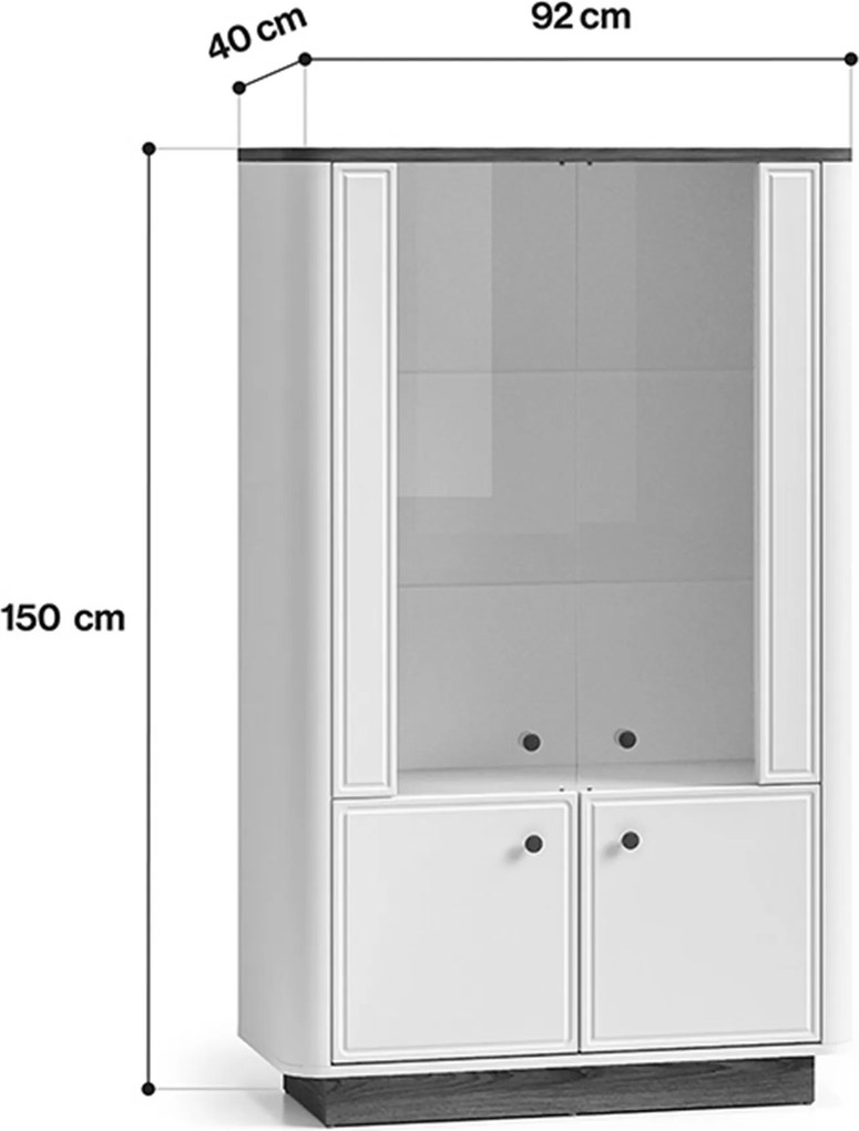 Amberto magas vitrin 92 cm - kasmír / windmill tölgy sötét