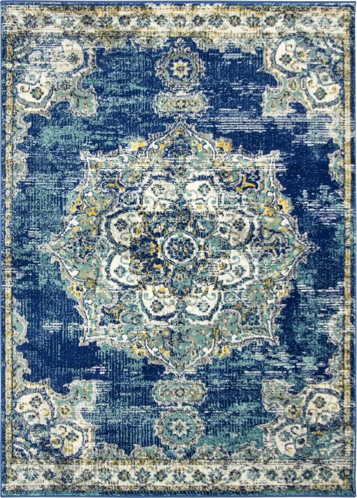 Puha Szőnyeg Nappaliba Kék Klasszikus Dísz Victoria 80x150 cm