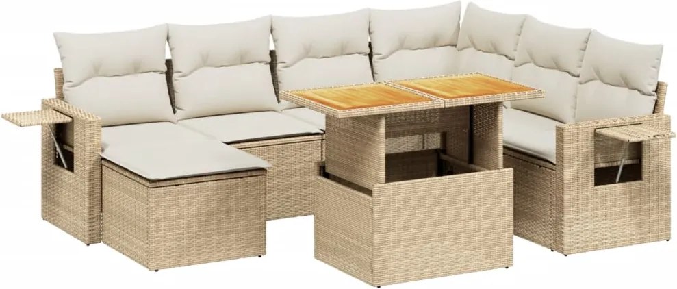 vidaXL 8 részes bézs polyrattan kerti ülőgarnitúra párnával