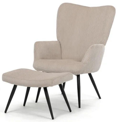 Bézs Kordbársony Relax Fotel Lábtartóval. AK-L7285 CRM6